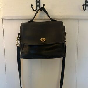 Vintage Black Leather Coach Bag